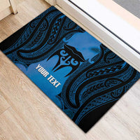 Personalised Moko Kauae New Zealand Rubber Doormat Maori Chin Tattoo Blue LT14 - Polynesian Pride