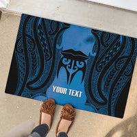 Personalised Moko Kauae New Zealand Rubber Doormat Maori Chin Tattoo Blue LT14 - Polynesian Pride