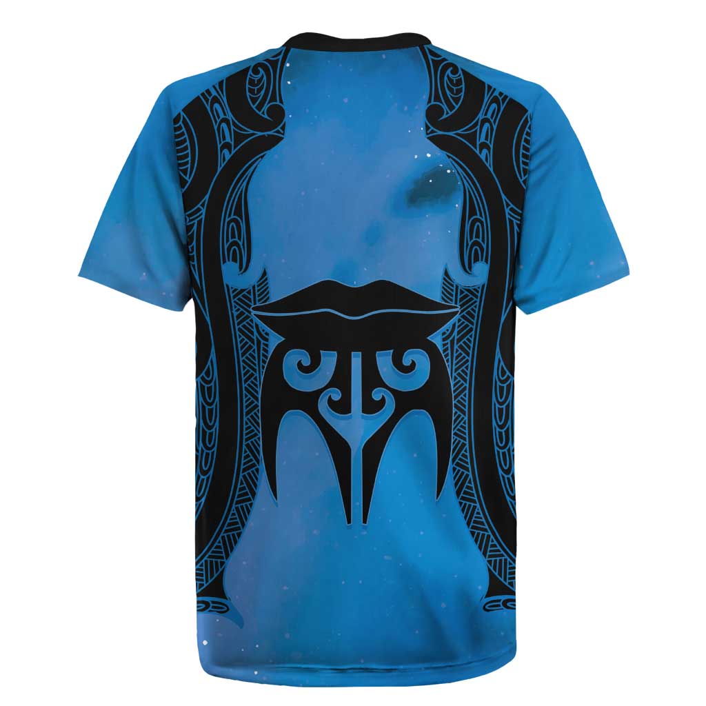 Personalised Moko Kauae New Zealand Rugby Jersey Maori Chin Tattoo Blue LT14 - Polynesian Pride
