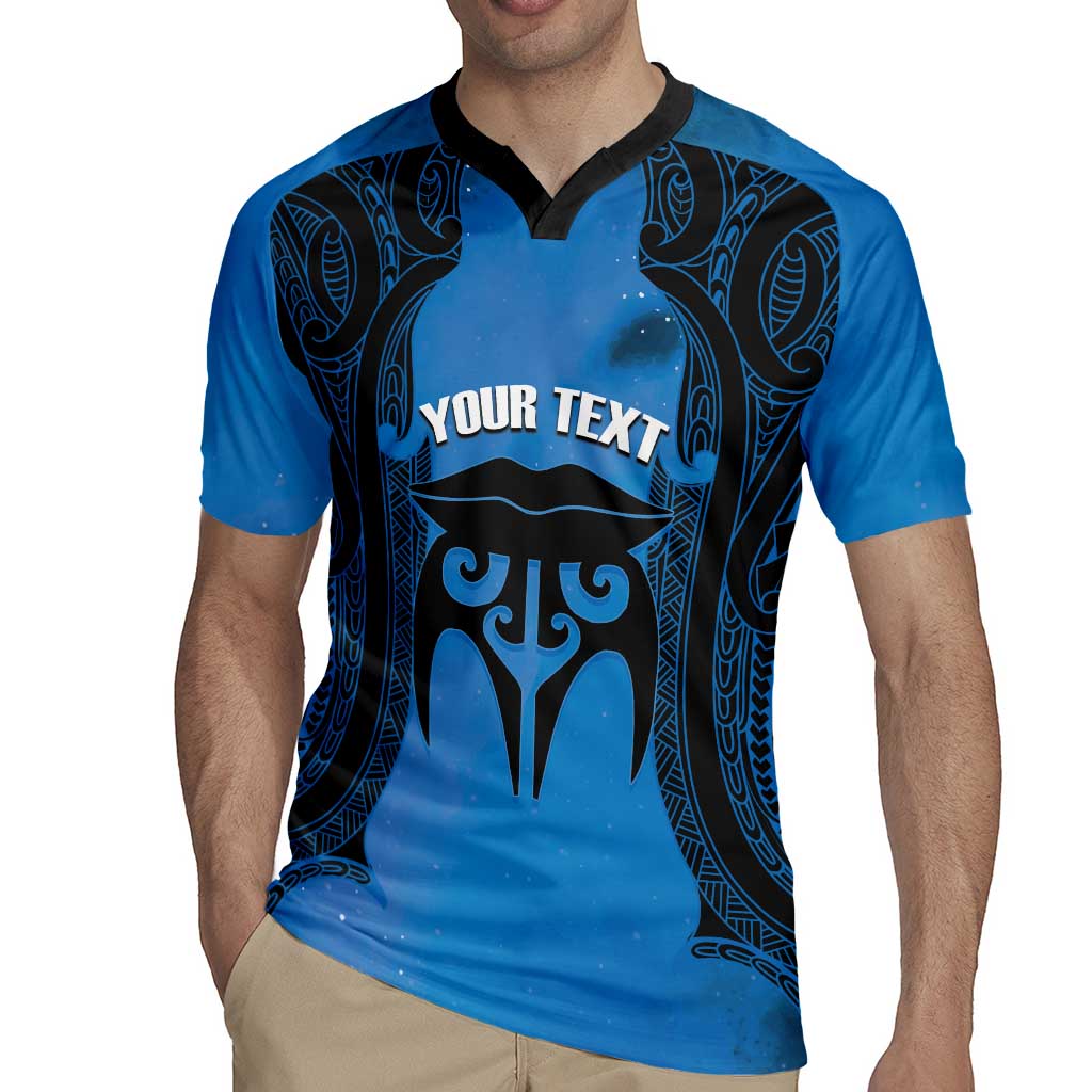 Personalised Moko Kauae New Zealand Rugby Jersey Maori Chin Tattoo Blue LT14 - Polynesian Pride