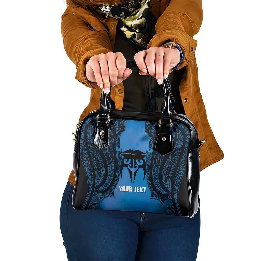 Personalised Moko Kauae New Zealand Shoulder Handbag Maori Chin Tattoo Blue - Polynesian Pride