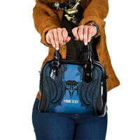 Personalised Moko Kauae New Zealand Shoulder Handbag Maori Chin Tattoo Blue - Polynesian Pride
