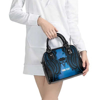 Personalised Moko Kauae New Zealand Shoulder Handbag Maori Chin Tattoo Blue - Polynesian Pride