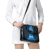 Personalised Moko Kauae New Zealand Shoulder Handbag Maori Chin Tattoo Blue - Polynesian Pride