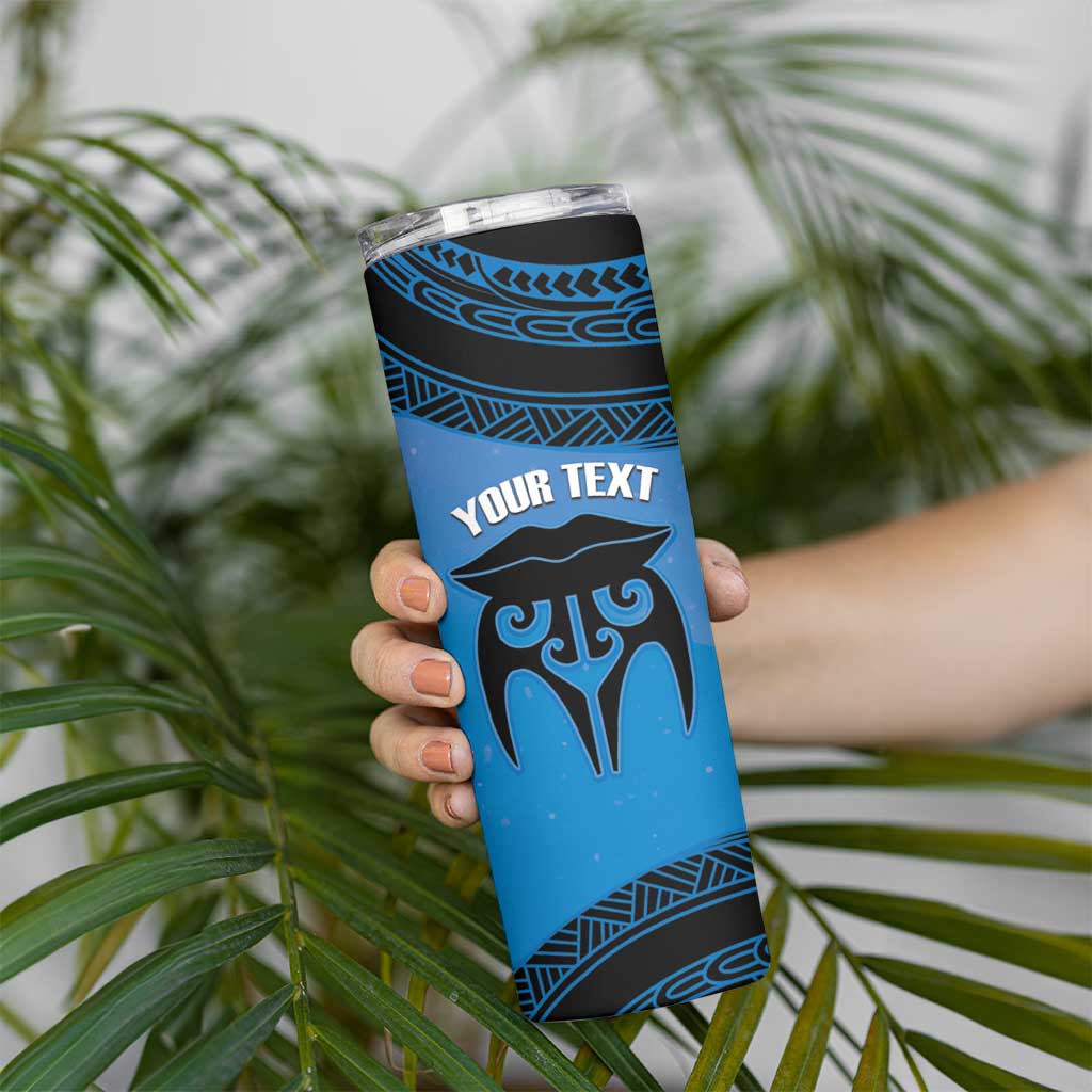 Personalised Moko Kauae New Zealand Skinny Tumbler Maori Chin Tattoo Blue LT14 - Polynesian Pride