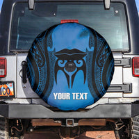 Personalised Moko Kauae New Zealand Spare Tire Cover Maori Chin Tattoo Blue LT14 Blue - Polynesian Pride