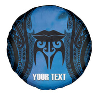 Personalised Moko Kauae New Zealand Spare Tire Cover Maori Chin Tattoo Blue LT14 - Polynesian Pride