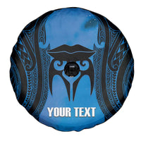 Personalised Moko Kauae New Zealand Spare Tire Cover Maori Chin Tattoo Blue LT14 - Polynesian Pride