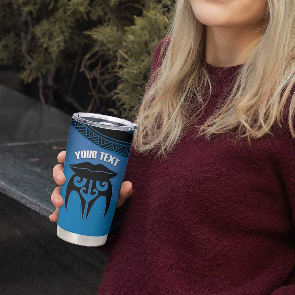 Personalised Moko Kauae New Zealand Tumbler Cup Maori Chin Tattoo Blue LT14 - Polynesian Pride