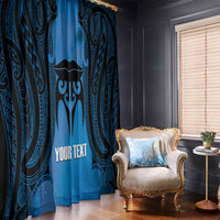 Personalised Moko Kauae New Zealand Window Curtain Maori Chin Tattoo Blue - Polynesian Pride