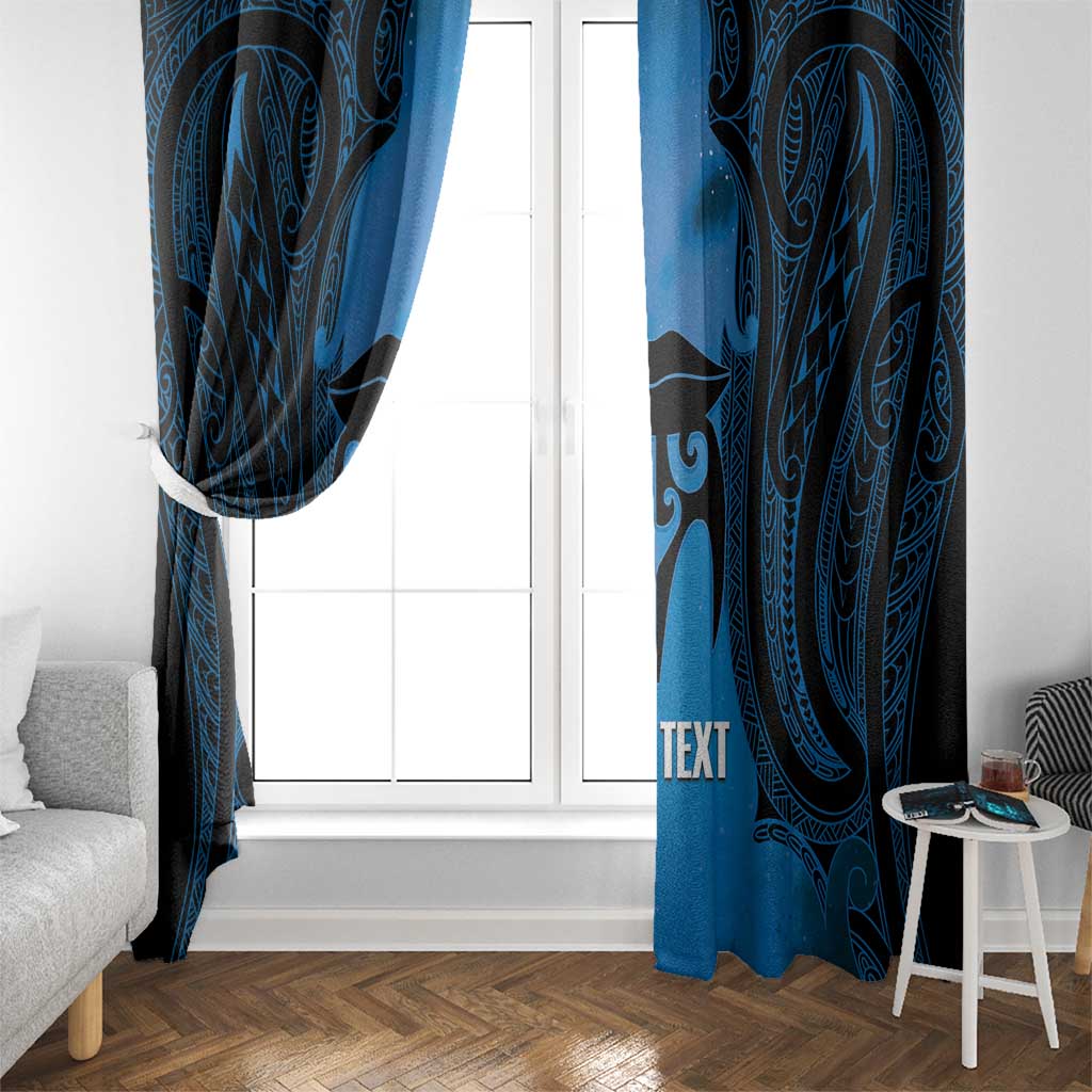 Personalised Moko Kauae New Zealand Window Curtain Maori Chin Tattoo Blue - Polynesian Pride
