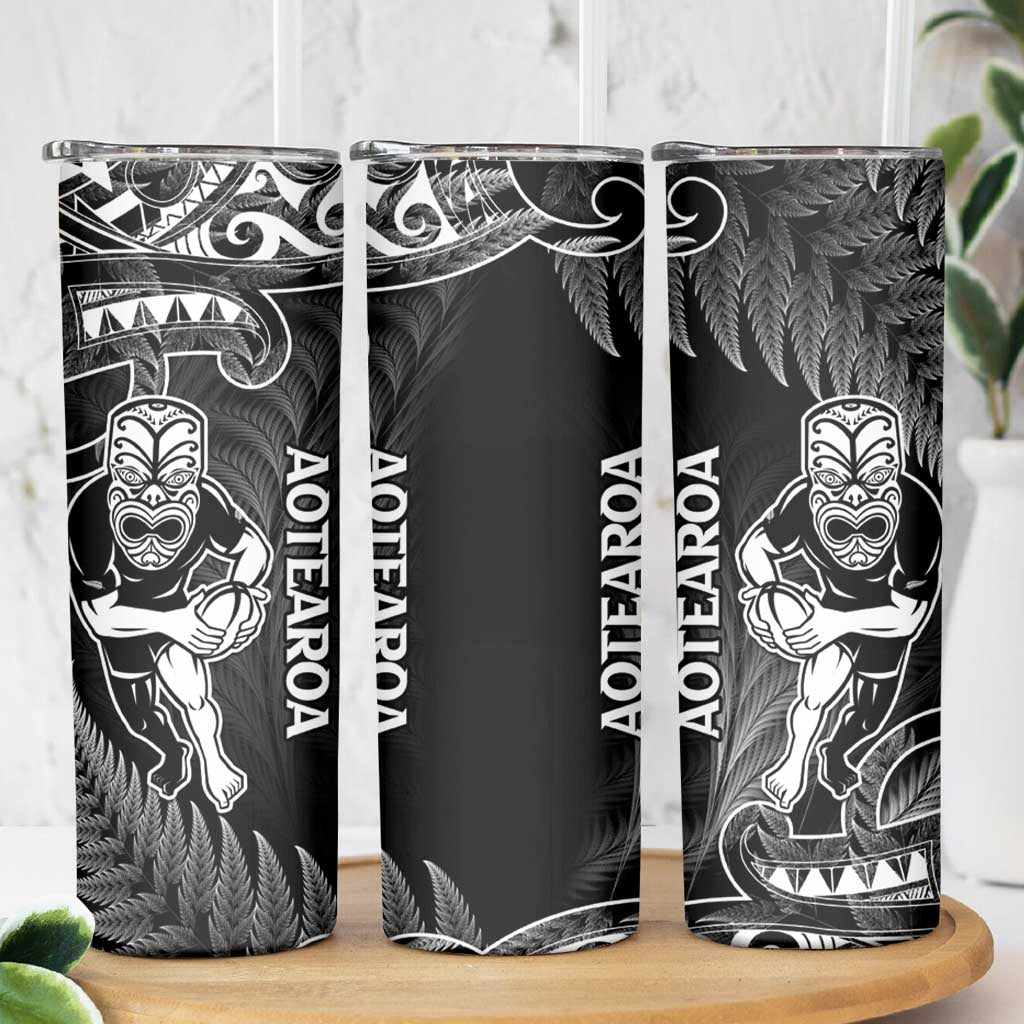 New Zealand Silver Fern Rugby Skinny Tumbler All Black Koru Maori LT14 - Polynesian Pride