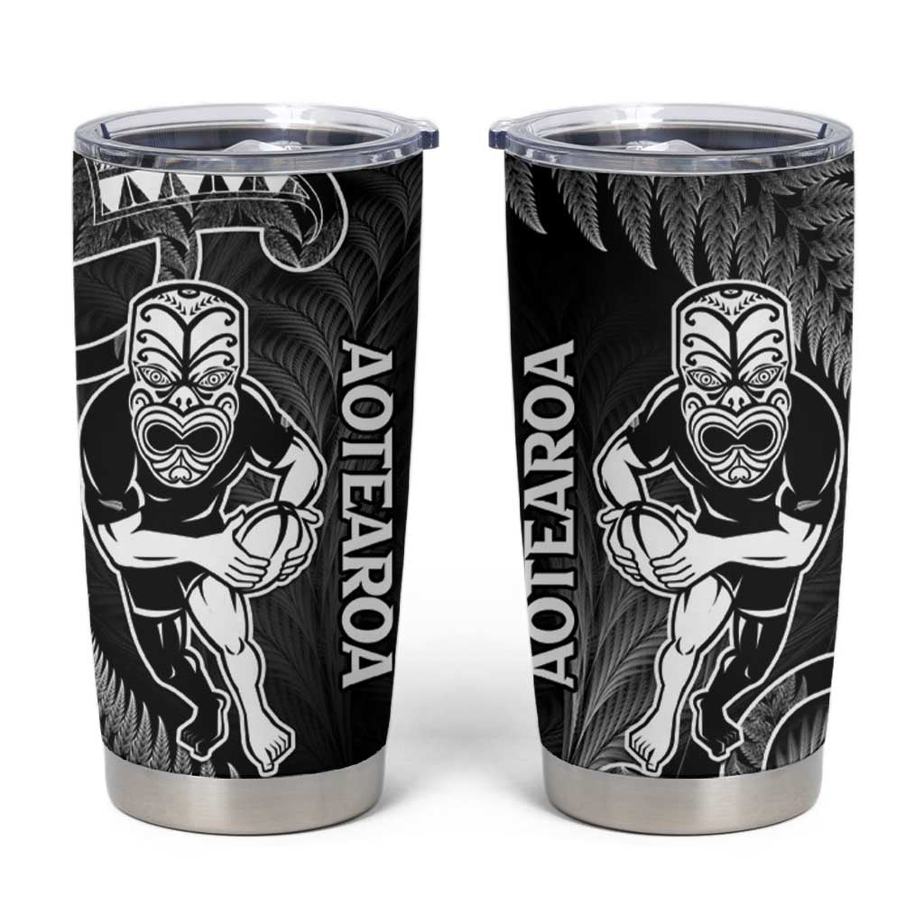 New Zealand Silver Fern Rugby Tumbler Cup All Black Koru Maori LT14 Black - Polynesian Pride