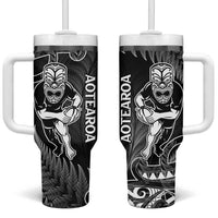 New Zealand Silver Fern Rugby Tumbler With Handle All Black Koru Maori LT14 One Size: 40 oz Black - Polynesian Pride