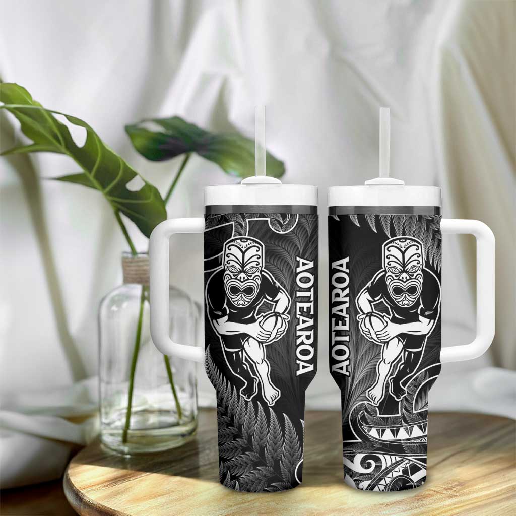 New Zealand Silver Fern Rugby Tumbler With Handle All Black Koru Maori LT14 - Polynesian Pride