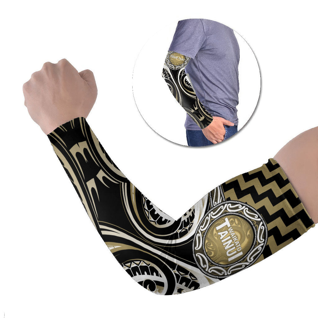 Aotearoa Waikato Tainui Personalised Arm Sleeves Maori Iwi Poutama Puhoro Tattoo LT14 Set of 2 Old Yellow - Polynesian Pride