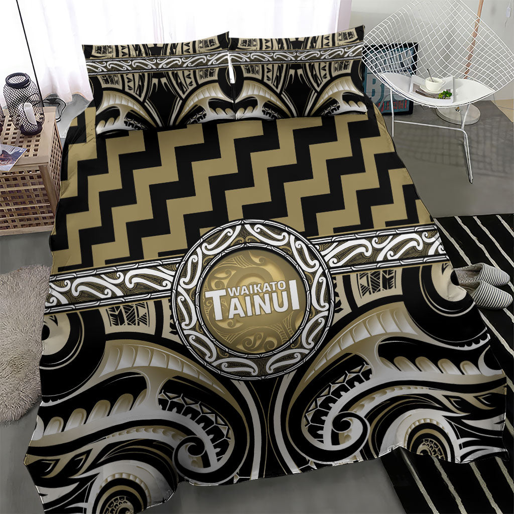Aotearoa Waikato Tainui Bedding Set Maori Iwi Poutama Puhoro Tattoo LT14 - Polynesian Pride