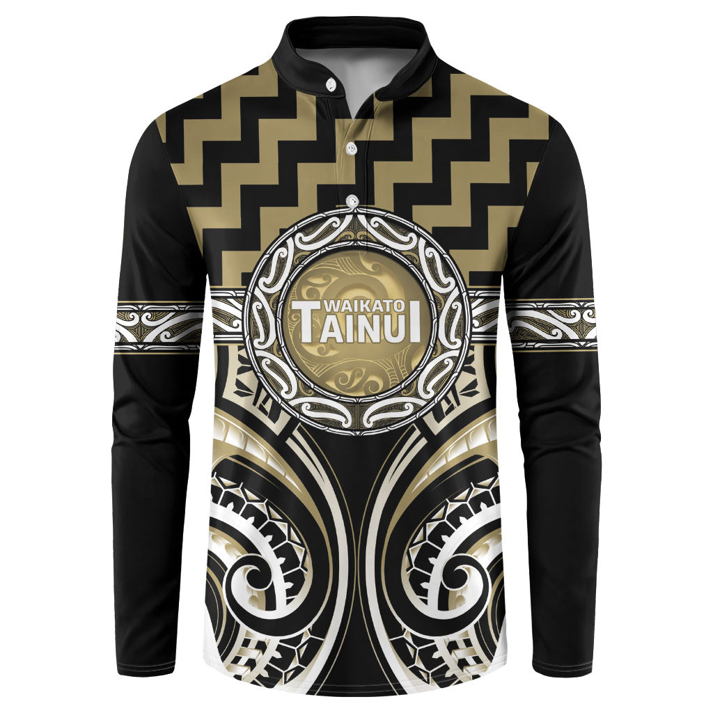 Aotearoa Waikato Tainui Personalised Button Sweatshirt Maori Iwi Poutama Puhoro Tattoo LT14 Old Yellow - Polynesian Pride