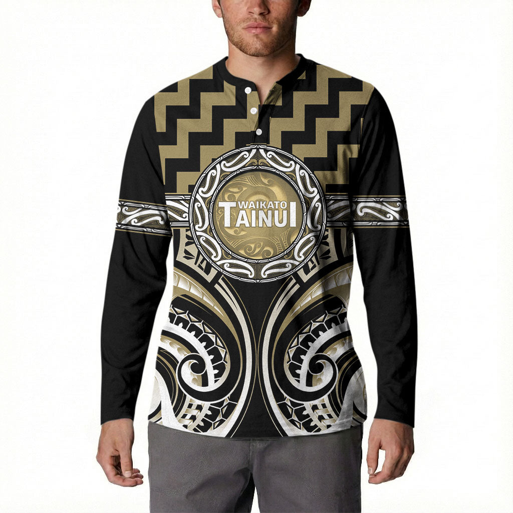 Aotearoa Waikato Tainui Personalised Button Sweatshirt Maori Iwi Poutama Puhoro Tattoo LT14 - Polynesian Pride