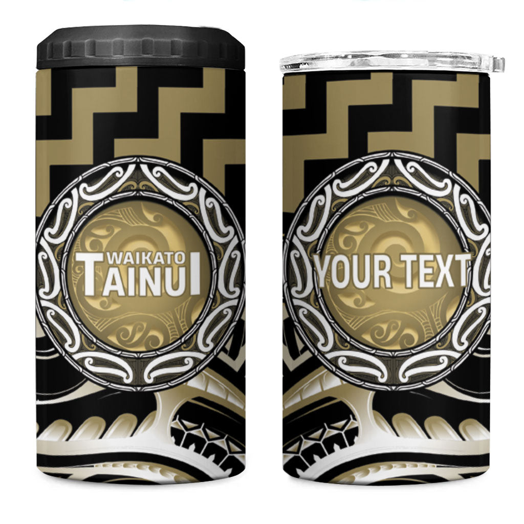 Aotearoa Waikato Tainui Personalised 4 in 1 Can Cooler Tumbler Maori Iwi Poutama Puhoro Tattoo LT14 One Size: 16 oz Old Yellow - Polynesian Pride