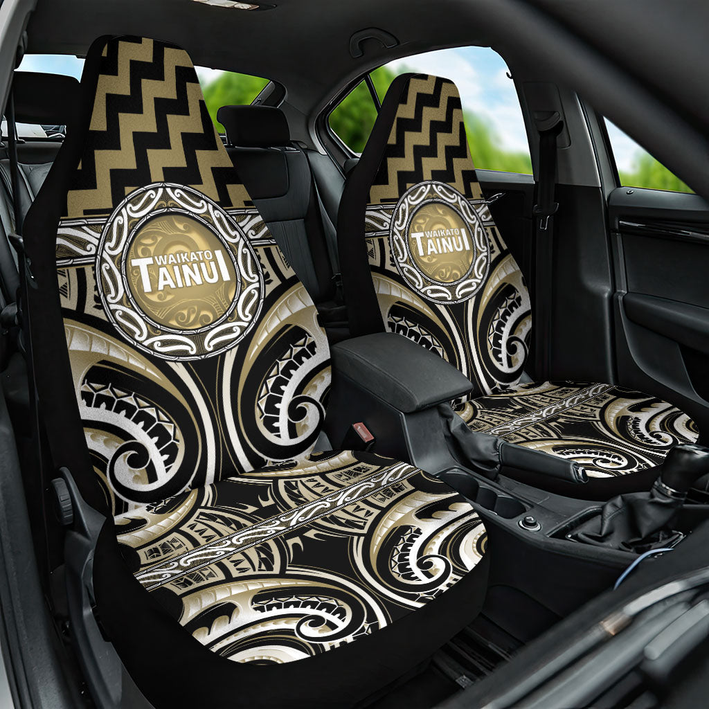Aotearoa Waikato Tainui Car Seat Cover Maori Iwi Poutama Puhoro Tattoo LT14 One Size Old Yellow - Polynesian Pride
