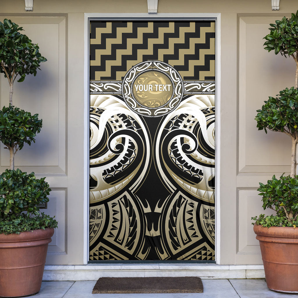 Aotearoa Waikato Tainui Personalised Door Cover Maori Iwi Poutama Puhoro Tattoo LT14 Old Yellow - Polynesian Pride