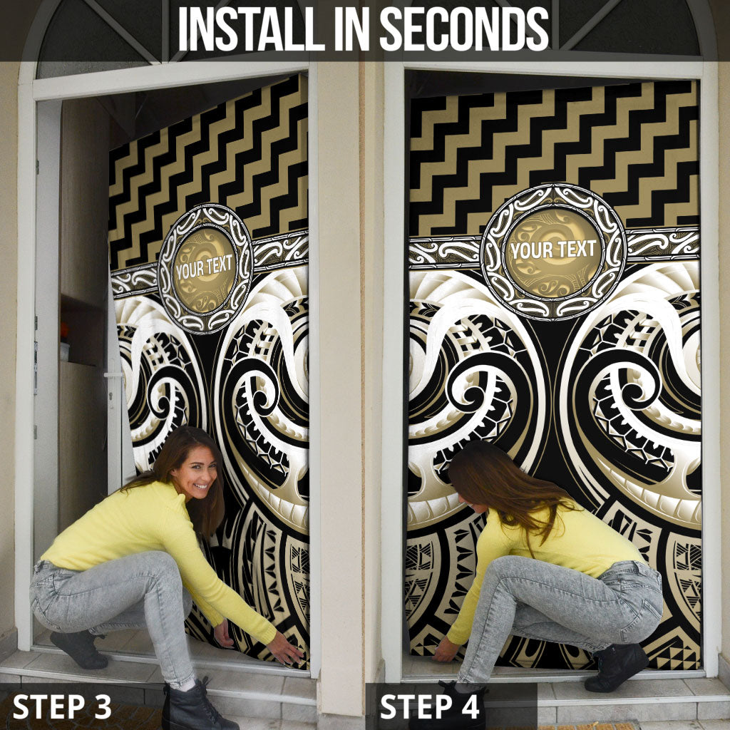 Aotearoa Waikato Tainui Personalised Door Cover Maori Iwi Poutama Puhoro Tattoo LT14 - Polynesian Pride