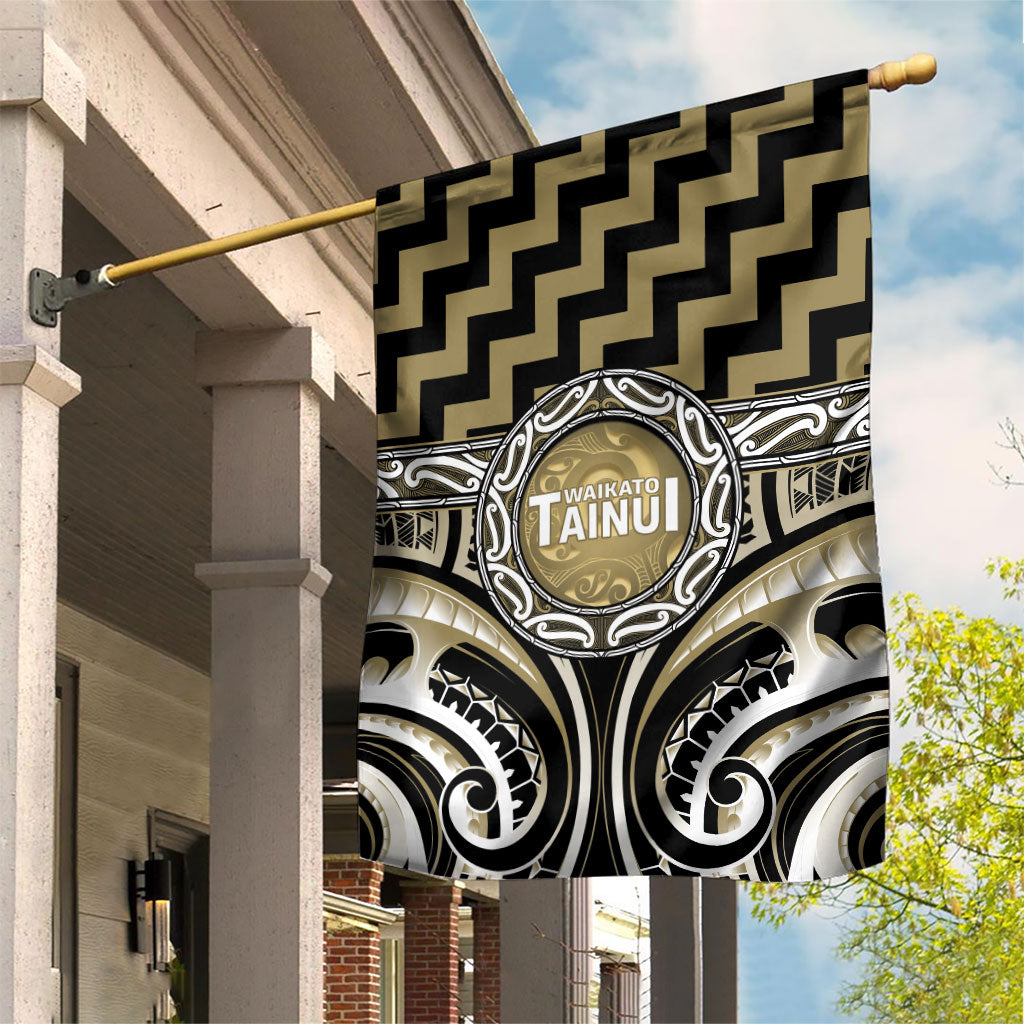 Aotearoa Waikato Tainui Garden Flag Maori Iwi Poutama Puhoro Tattoo LT14 House Flag Old Yellow - Polynesian Pride