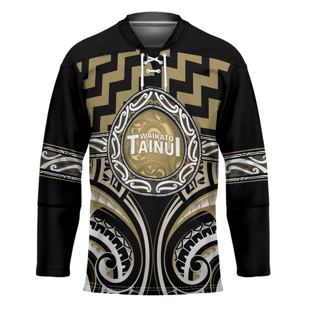Aotearoa Waikato Tainui Personalised Hockey Jersey Maori Iwi Poutama Puhoro Tattoo LT14 Unisex Old Yellow - Polynesian Pride