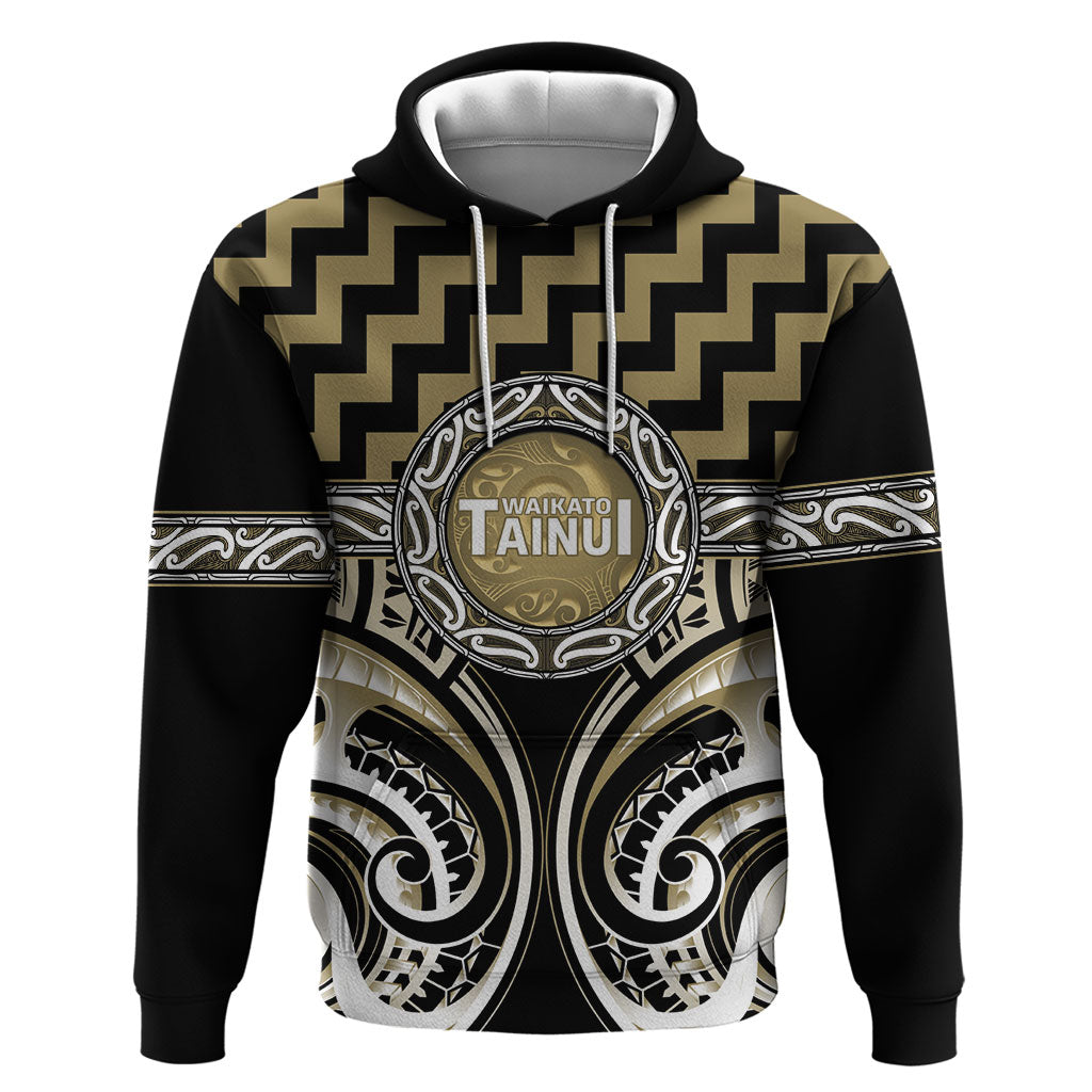 Aotearoa Waikato Tainui Personalised Hoodie Maori Iwi Poutama Puhoro Tattoo LT14 Pullover Hoodie Old Yellow - Polynesian Pride