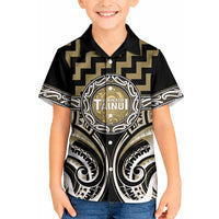 Aotearoa Waikato Tainui Personalised Kid Hawaiian Shirt Maori Iwi Poutama Puhoro Tattoo LT14 Kid Old Yellow - Polynesian Pride