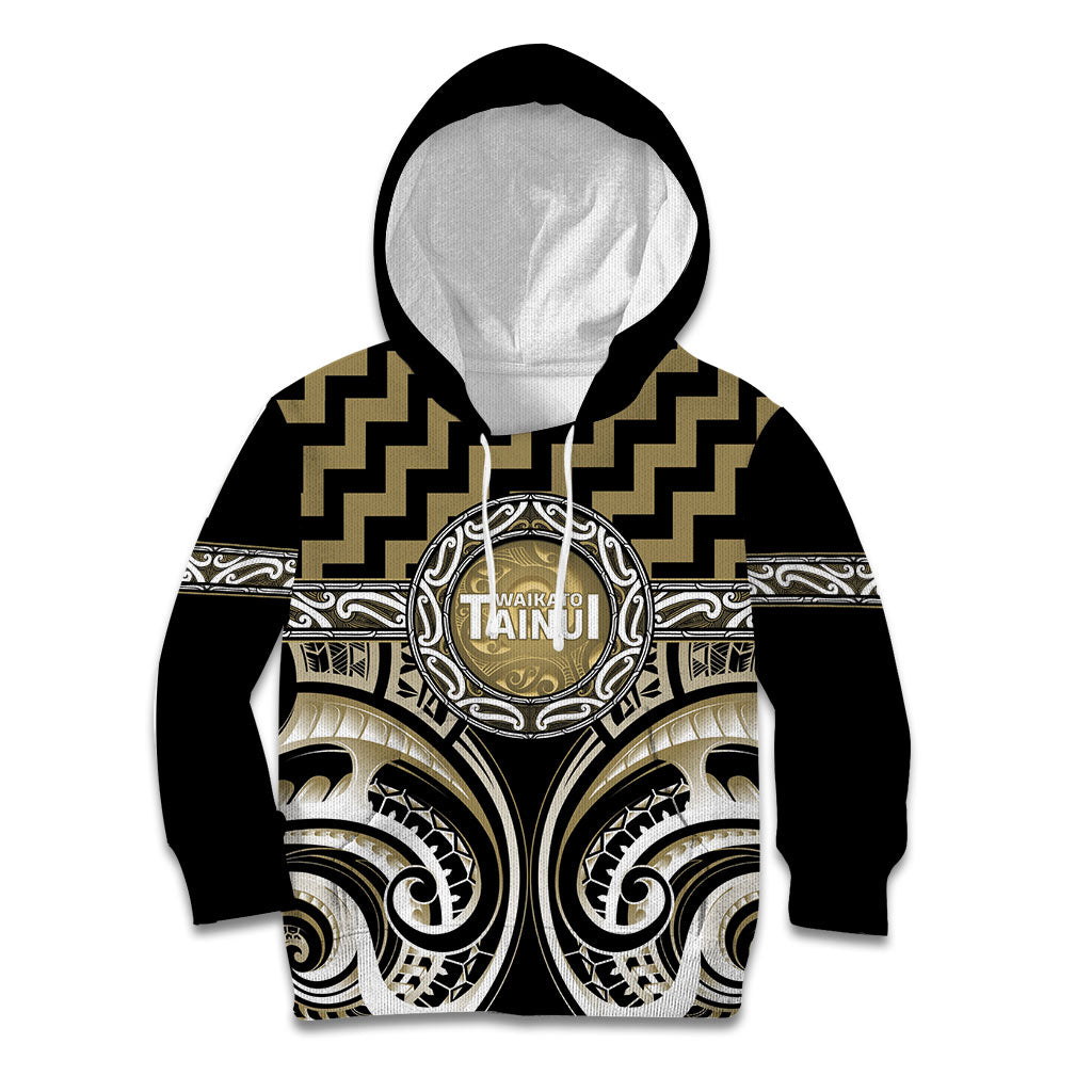 Aotearoa Waikato Tainui Personalised Kid Hoodie Maori Iwi Poutama Puhoro Tattoo LT14 Hoodie Old Yellow - Polynesian Pride