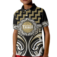Aotearoa Waikato Tainui Personalised Kid Polo Shirt Maori Iwi Poutama Puhoro Tattoo LT14 Kid Old Yellow - Polynesian Pride