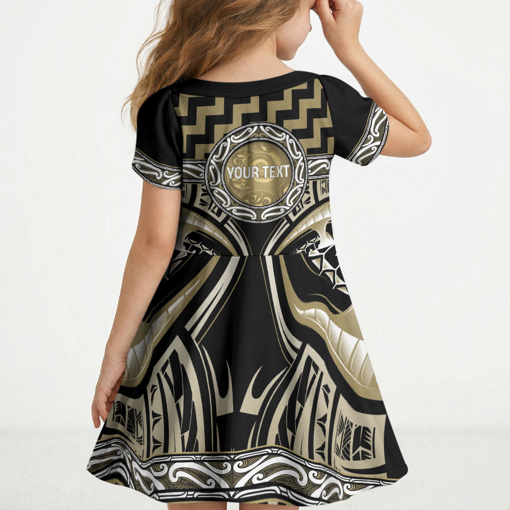 Aotearoa Waikato Tainui Personalised Kid Short Sleeve Dress Maori Iwi Poutama Puhoro Tattoo LT14 - Polynesian Pride