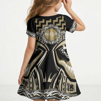Aotearoa Waikato Tainui Personalised Kid Short Sleeve Dress Maori Iwi Poutama Puhoro Tattoo LT14 - Polynesian Pride