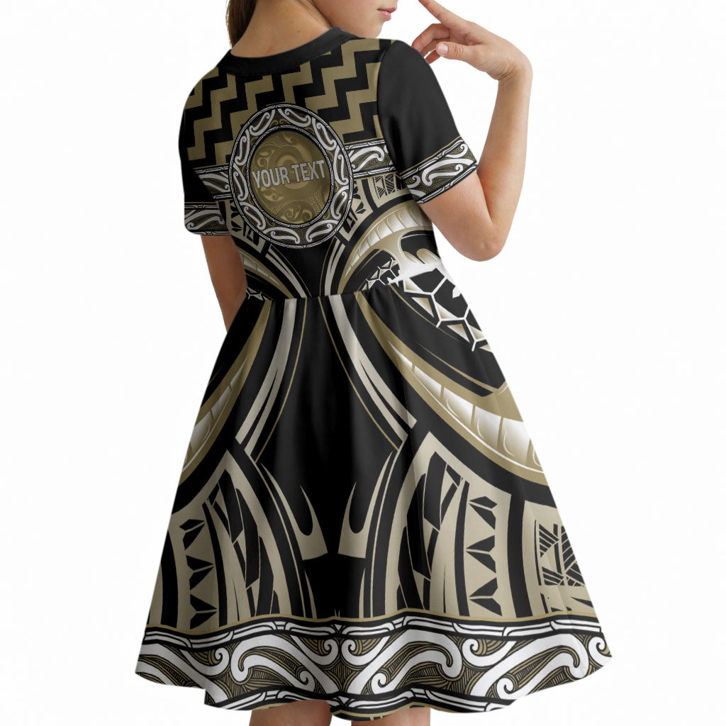 Aotearoa Waikato Tainui Personalised Kid Short Sleeve Dress Maori Iwi Poutama Puhoro Tattoo LT14 - Polynesian Pride