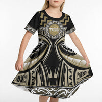 Aotearoa Waikato Tainui Personalised Kid Short Sleeve Dress Maori Iwi Poutama Puhoro Tattoo LT14 - Polynesian Pride
