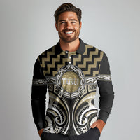 Aotearoa Waikato Tainui Personalised Long Sleeve Polo Shirt Maori Iwi Poutama Puhoro Tattoo LT14 - Polynesian Pride