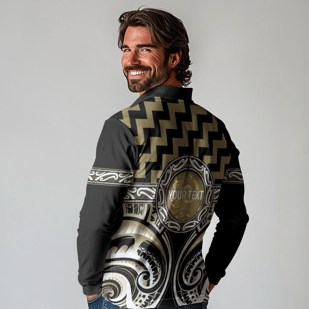 Aotearoa Waikato Tainui Personalised Long Sleeve Polo Shirt Maori Iwi Poutama Puhoro Tattoo LT14 - Polynesian Pride