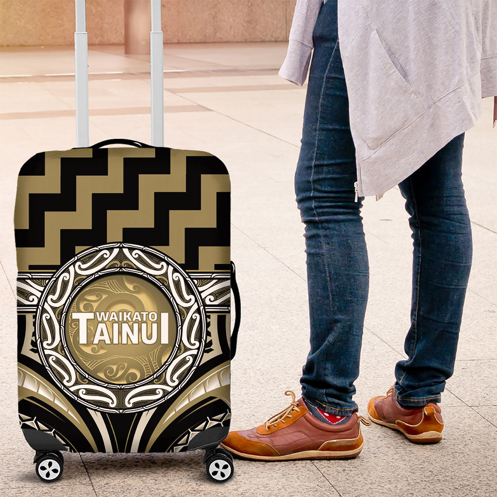 Aotearoa Waikato Tainui Luggage Cover Maori Iwi Poutama Puhoro Tattoo LT14 Old Yellow - Polynesian Pride