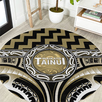 Aotearoa Waikato Tainui Round Carpet Maori Iwi Poutama Puhoro Tattoo LT14 Old Yellow - Polynesian Pride
