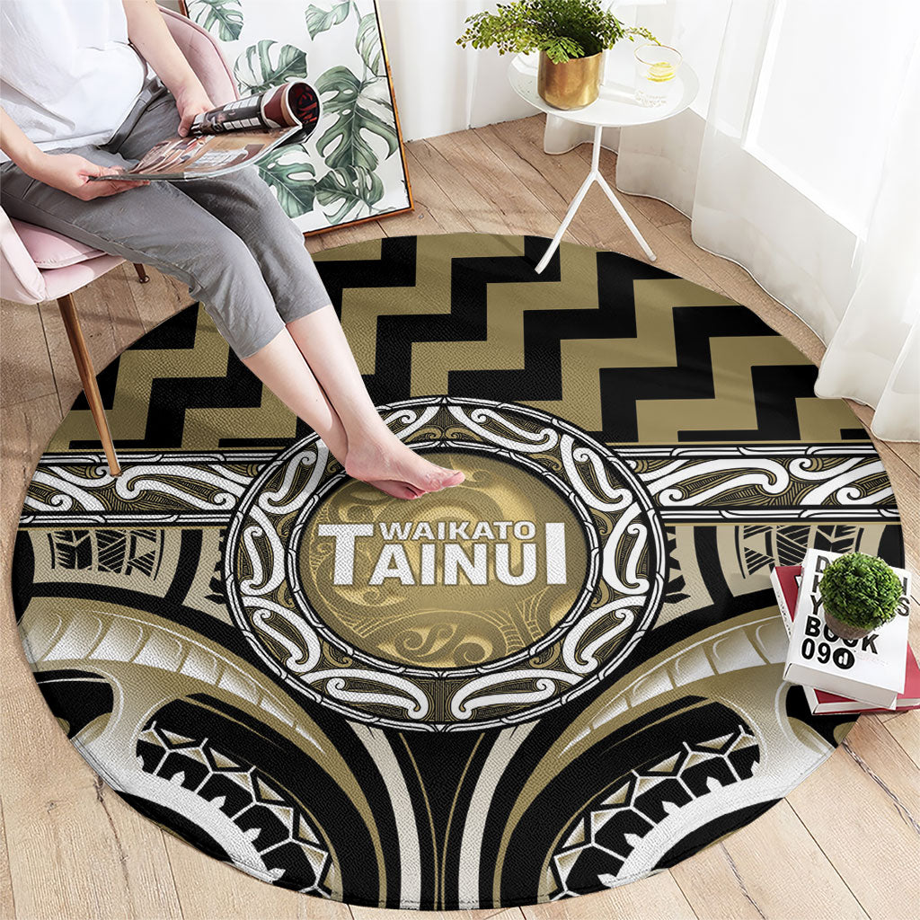 Aotearoa Waikato Tainui Round Carpet Maori Iwi Poutama Puhoro Tattoo LT14 - Polynesian Pride