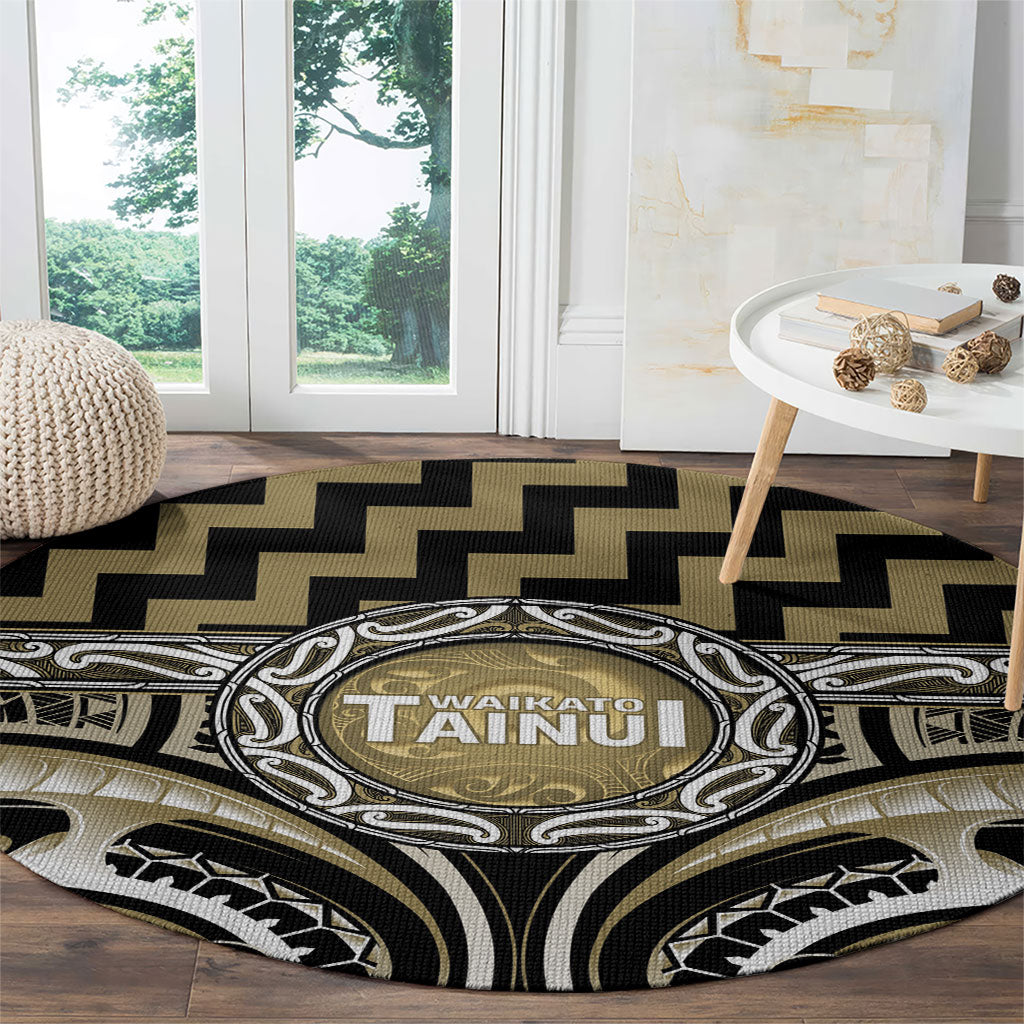 Aotearoa Waikato Tainui Round Carpet Maori Iwi Poutama Puhoro Tattoo LT14 - Polynesian Pride