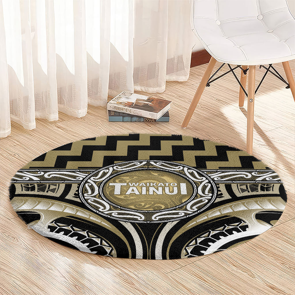 Aotearoa Waikato Tainui Round Carpet Maori Iwi Poutama Puhoro Tattoo LT14 - Polynesian Pride