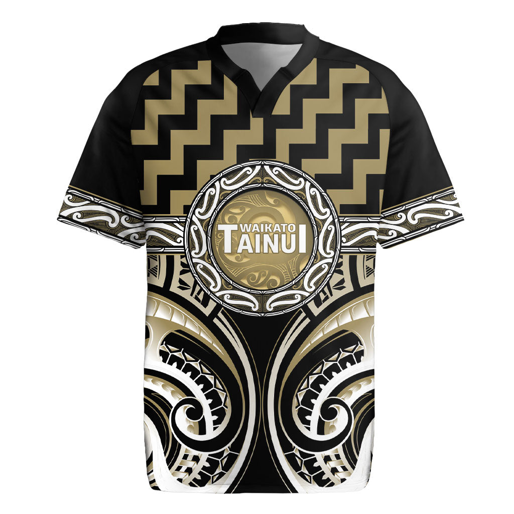 Aotearoa Waikato Tainui Personalised Rugby Jersey Maori Iwi Poutama Puhoro Tattoo LT14 Old Yellow - Polynesian Pride