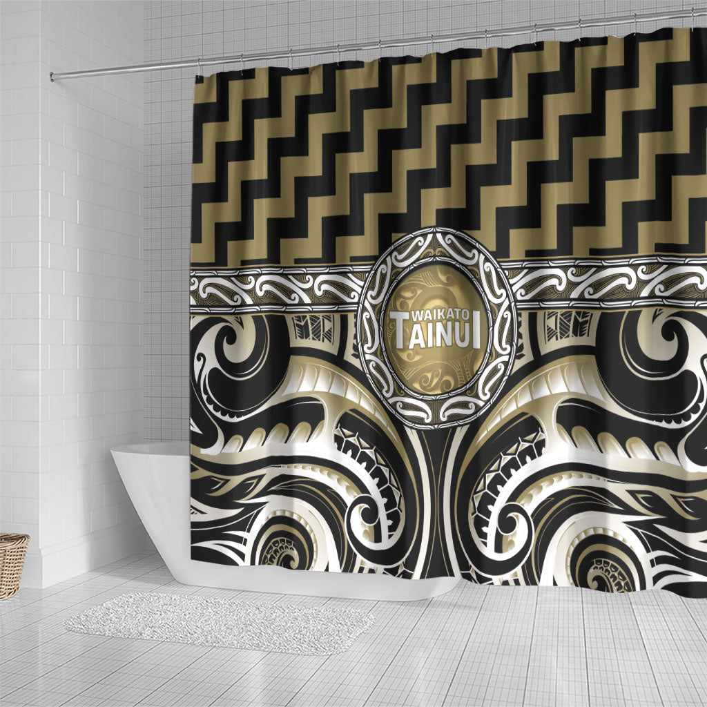 Aotearoa Waikato Tainui Shower Curtain Maori Iwi Poutama Puhoro Tattoo LT14 - Polynesian Pride