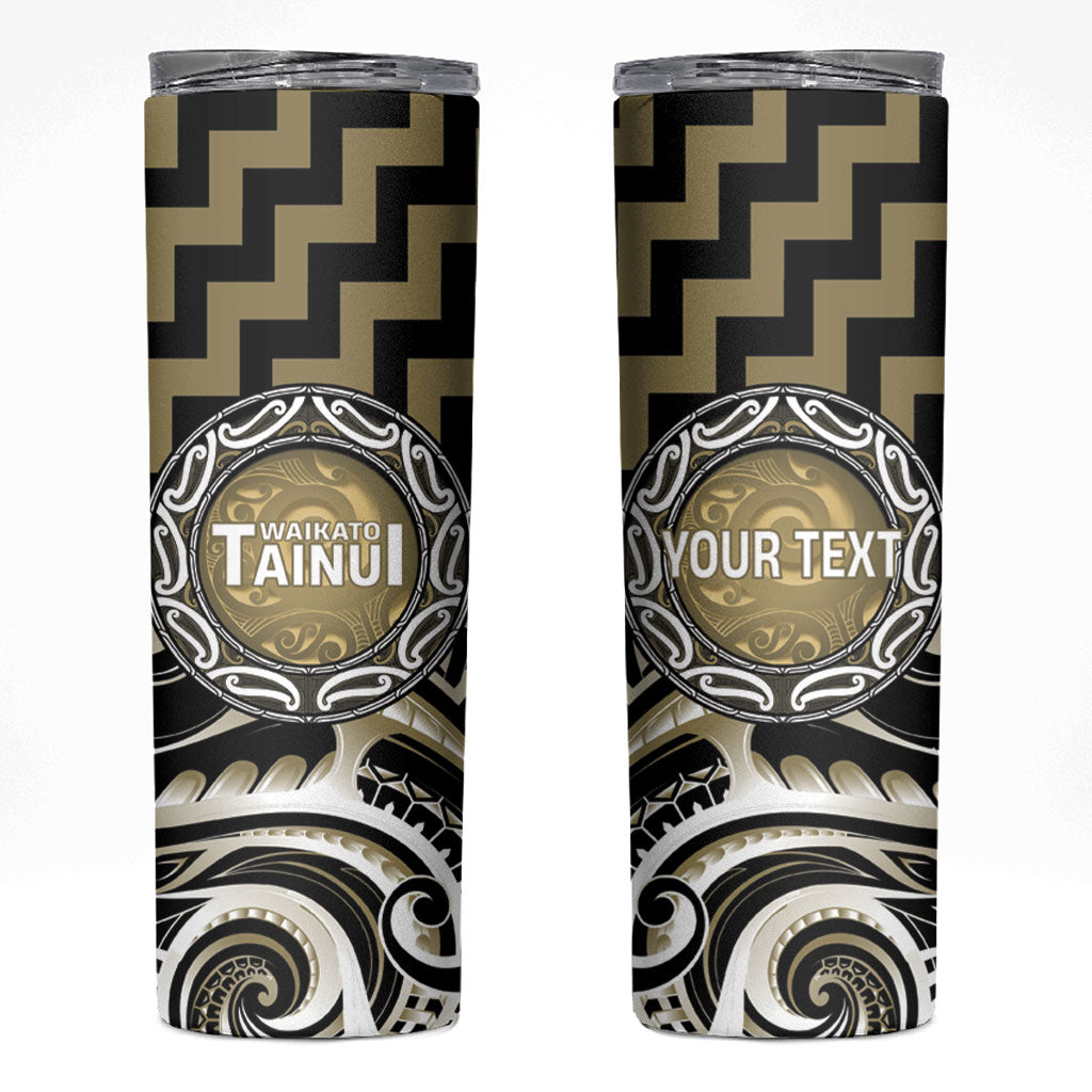Aotearoa Waikato Tainui Personalised Skinny Tumbler Maori Iwi Poutama Puhoro Tattoo LT14 Old Yellow - Polynesian Pride