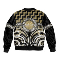 Aotearoa Waikato Tainui Personalised Sleeve Zip Bomber Jacket Maori Iwi Poutama Puhoro Tattoo LT14 - Polynesian Pride