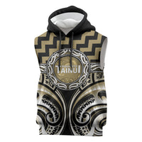 Aotearoa Waikato Tainui Personalised Sleeveless Hoodie Maori Iwi Poutama Puhoro Tattoo LT14 Old Yellow - Polynesian Pride
