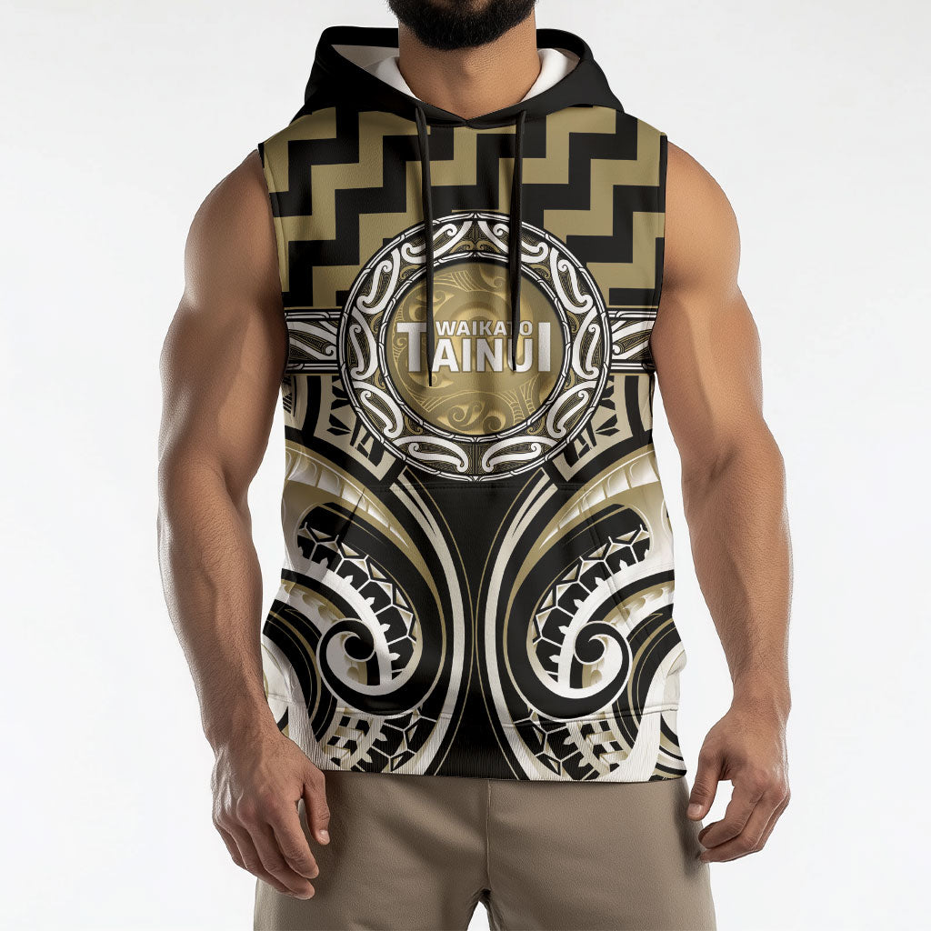 Aotearoa Waikato Tainui Personalised Sleeveless Hoodie Maori Iwi Poutama Puhoro Tattoo LT14 - Polynesian Pride